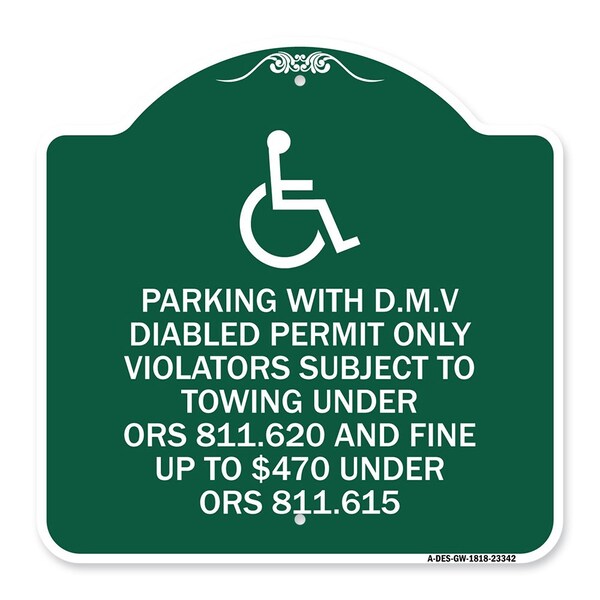 Signmission Parking with D.M.V Disabled Permit Only Violators Subject to Towing Under Ors 811.620, GW-1818-23342 A-DES-GW-1818-23342 - main